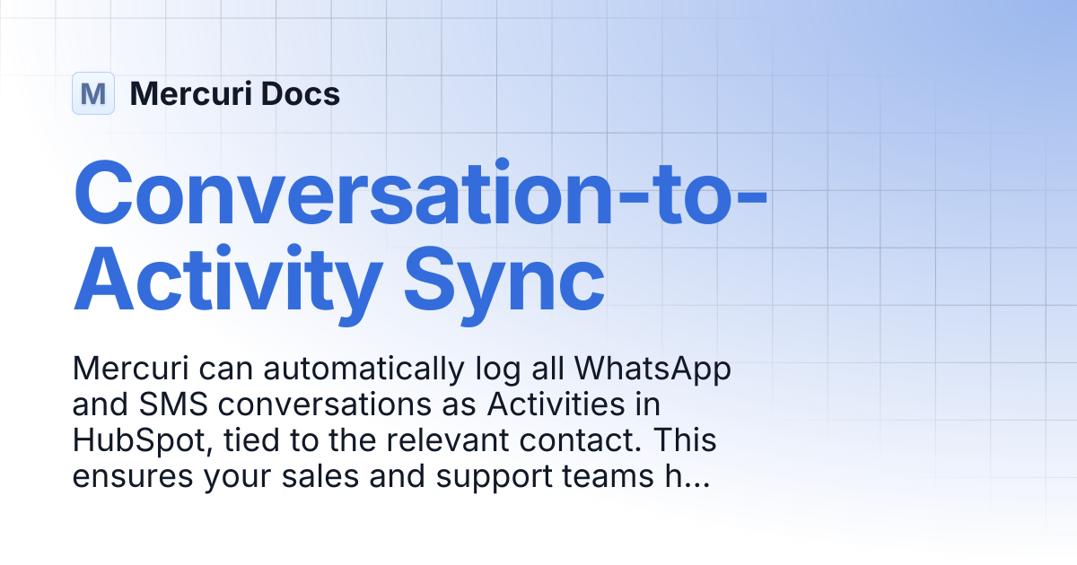 Conversation-to-Activity Sync | Mercuri Docs
